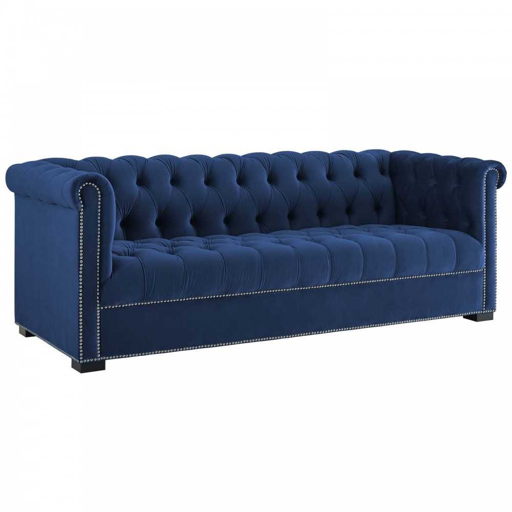 Heritage Performance Velvet Sofa, Midnight Blue