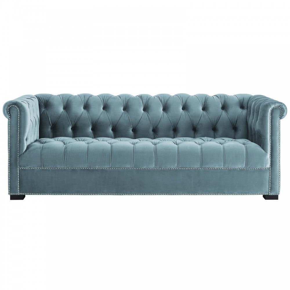 Heritage Performance Velvet Sofa, Sea Blue