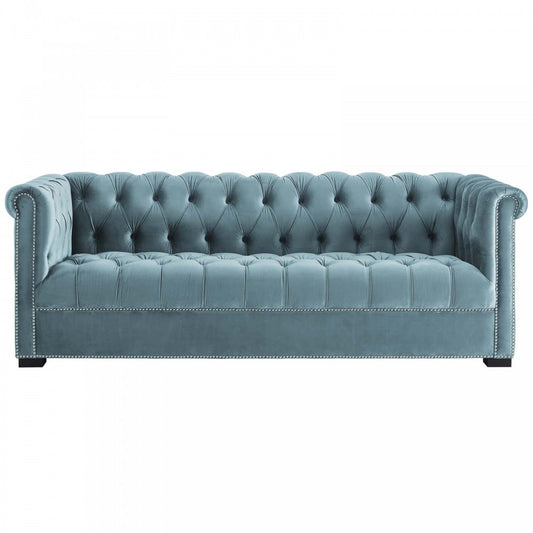 Heritage Performance Velvet Sofa, Sea Blue