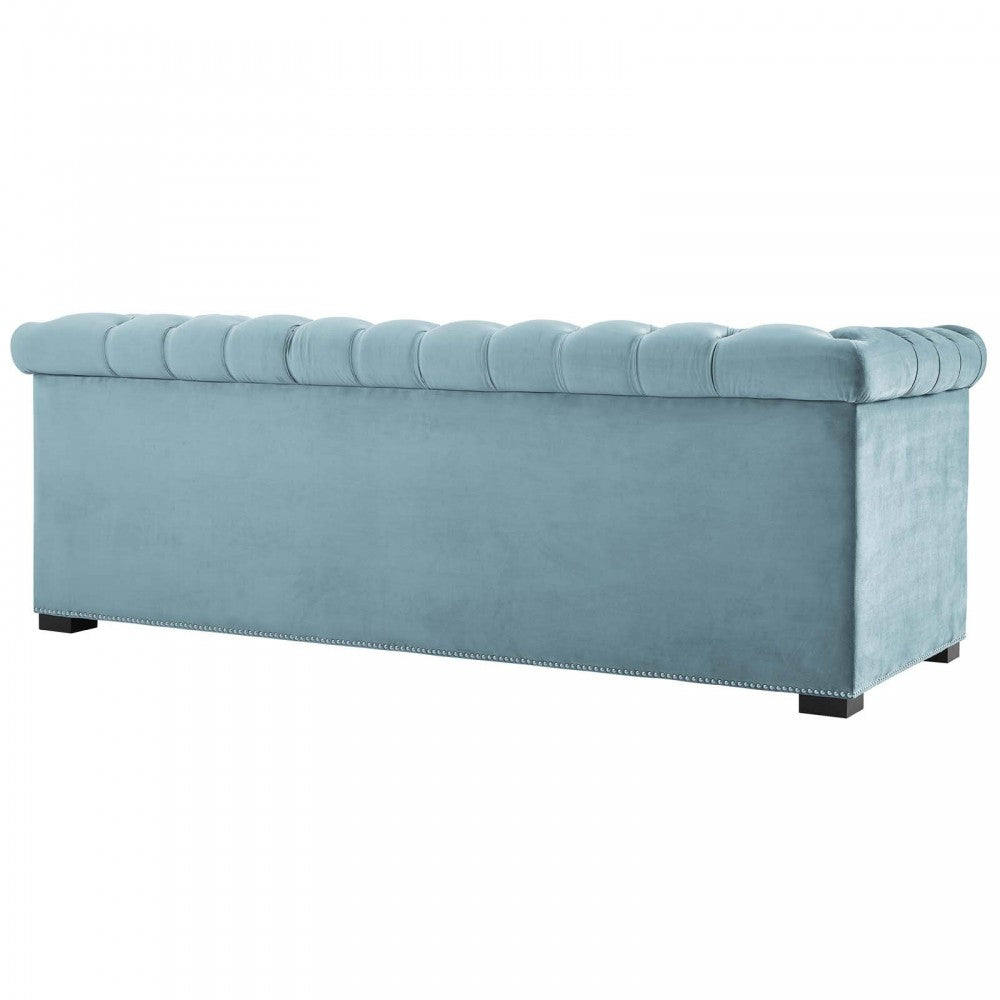 Heritage Performance Velvet Sofa, Sea Blue