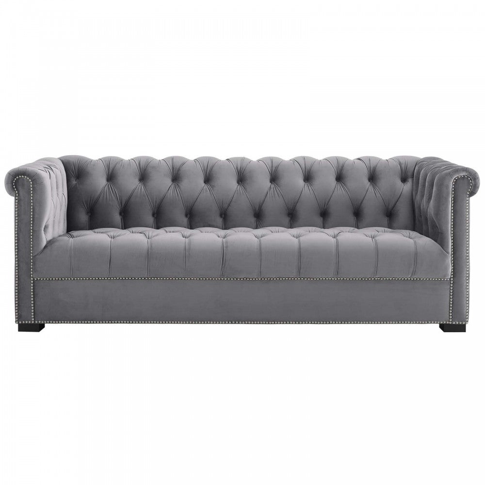 Heritage Performance Velvet Sofa, Gray