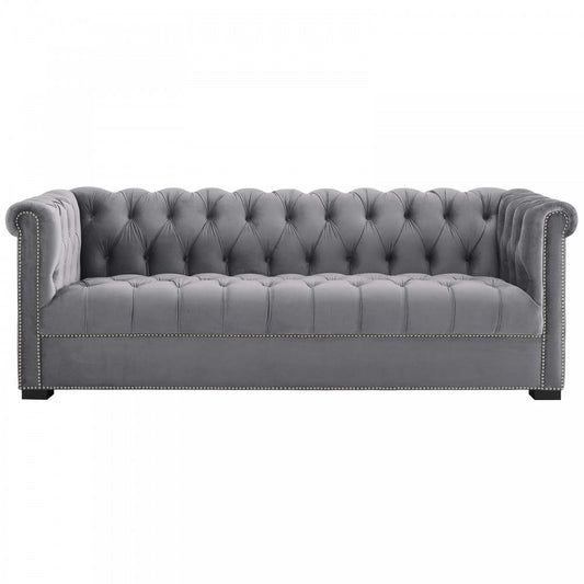 Heritage Performance Velvet Sofa, Gray