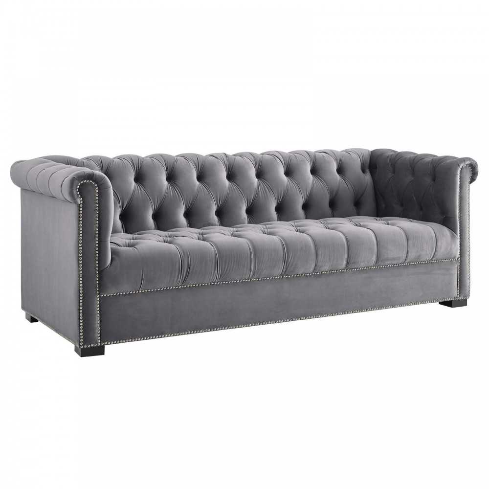 Heritage Performance Velvet Sofa, Gray