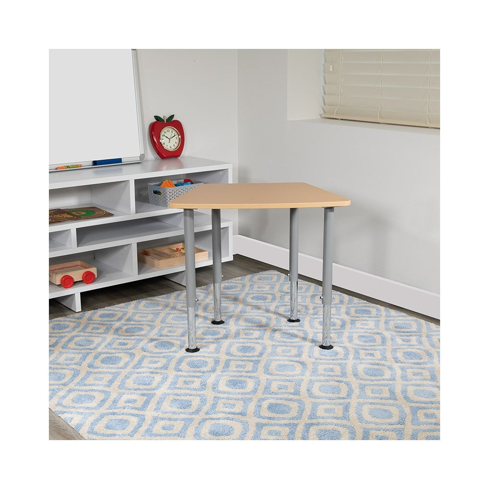 Hex Natural Collaborative Student Desk (Adjustable from 22.3" to 34") - Home and Classroom