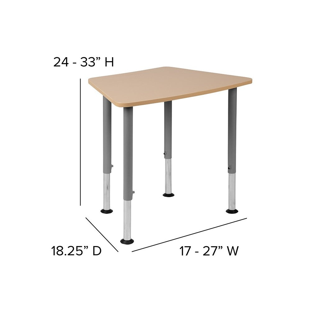 Hex Natural Collaborative Student Desk (Adjustable from 22.3" to 34") - Home and Classroom