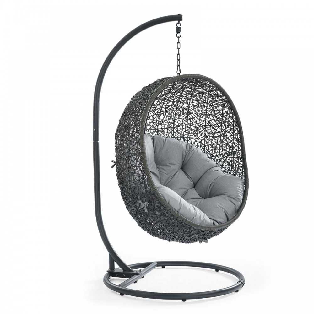 Hide Outdoor Patio Sunbrella Swing Chair With Stand, Gray Gray