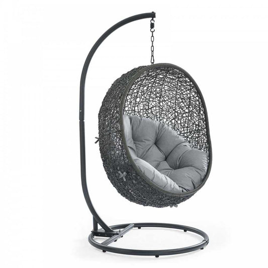 Hide Outdoor Patio Sunbrella Swing Chair With Stand, Gray Gray