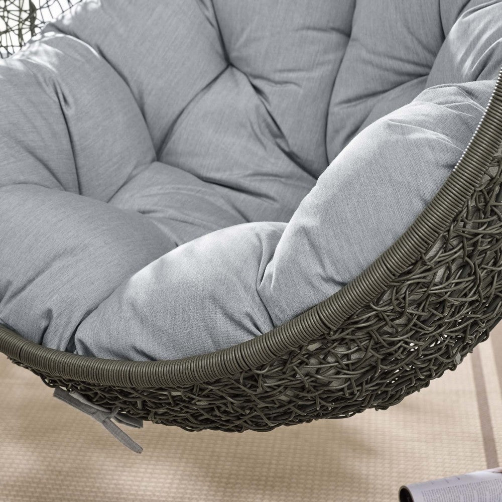 Hide Outdoor Patio Sunbrella Swing Chair With Stand, Gray Gray