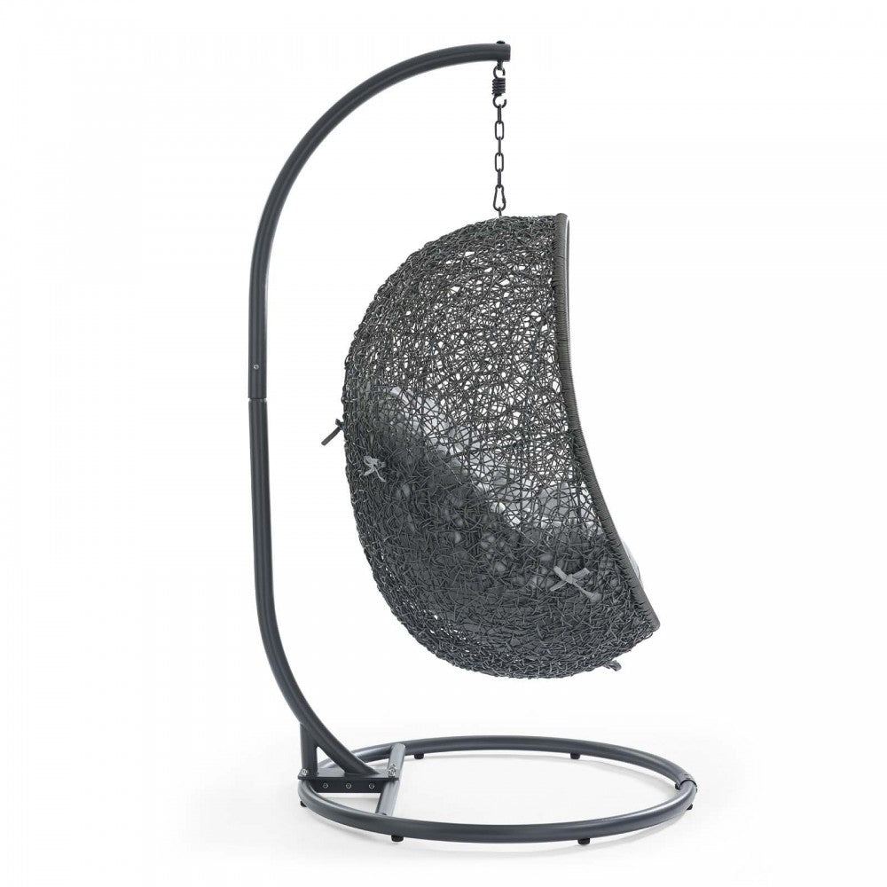 Hide Outdoor Patio Sunbrella Swing Chair With Stand, Gray Gray