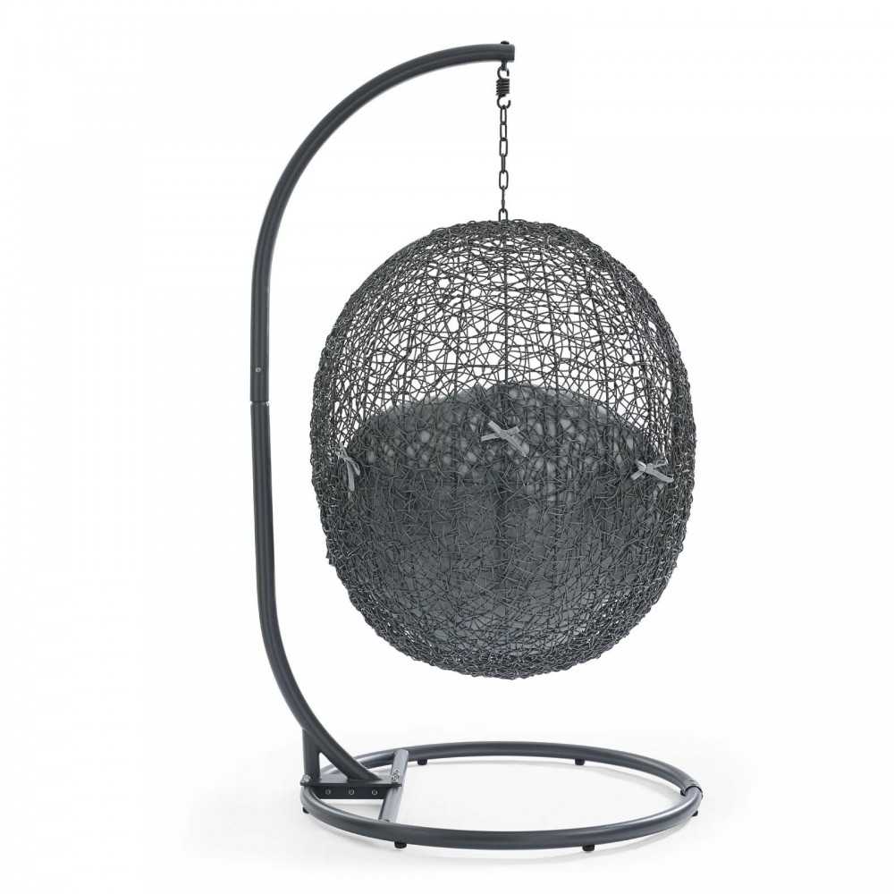 Hide Outdoor Patio Sunbrella Swing Chair With Stand, Gray Gray