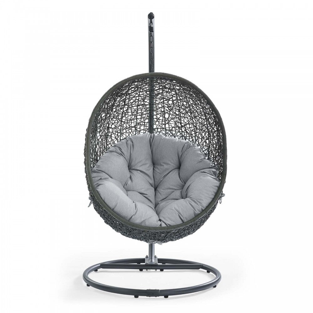 Hide Outdoor Patio Sunbrella Swing Chair With Stand, Gray Gray