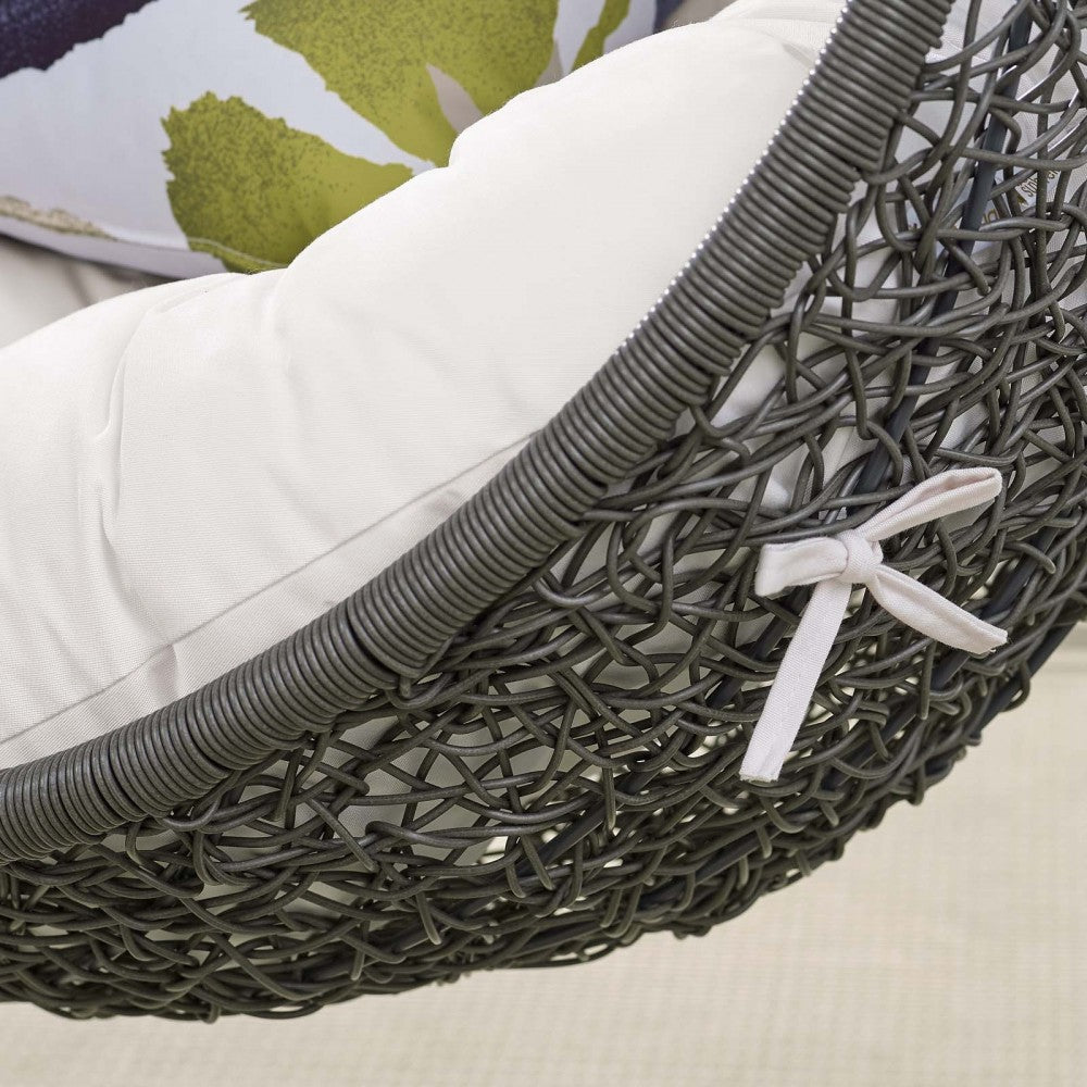 Hide Outdoor Patio Sunbrella Swing Chair With Stand, Gray White