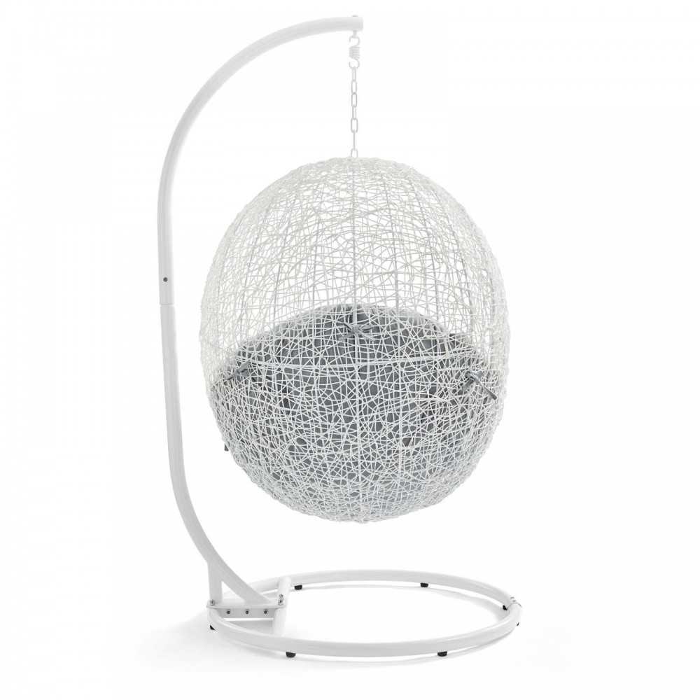 Hide Outdoor Patio Sunbrella Swing Chair With Stand, White Gray