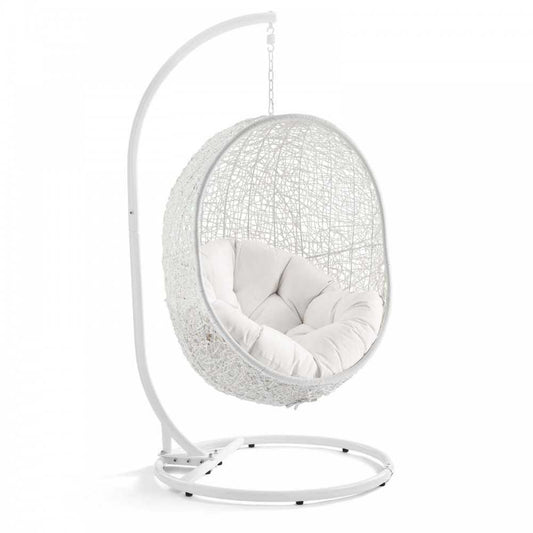 Hide Outdoor Patio Sunbrella Swing Chair With Stand, White White