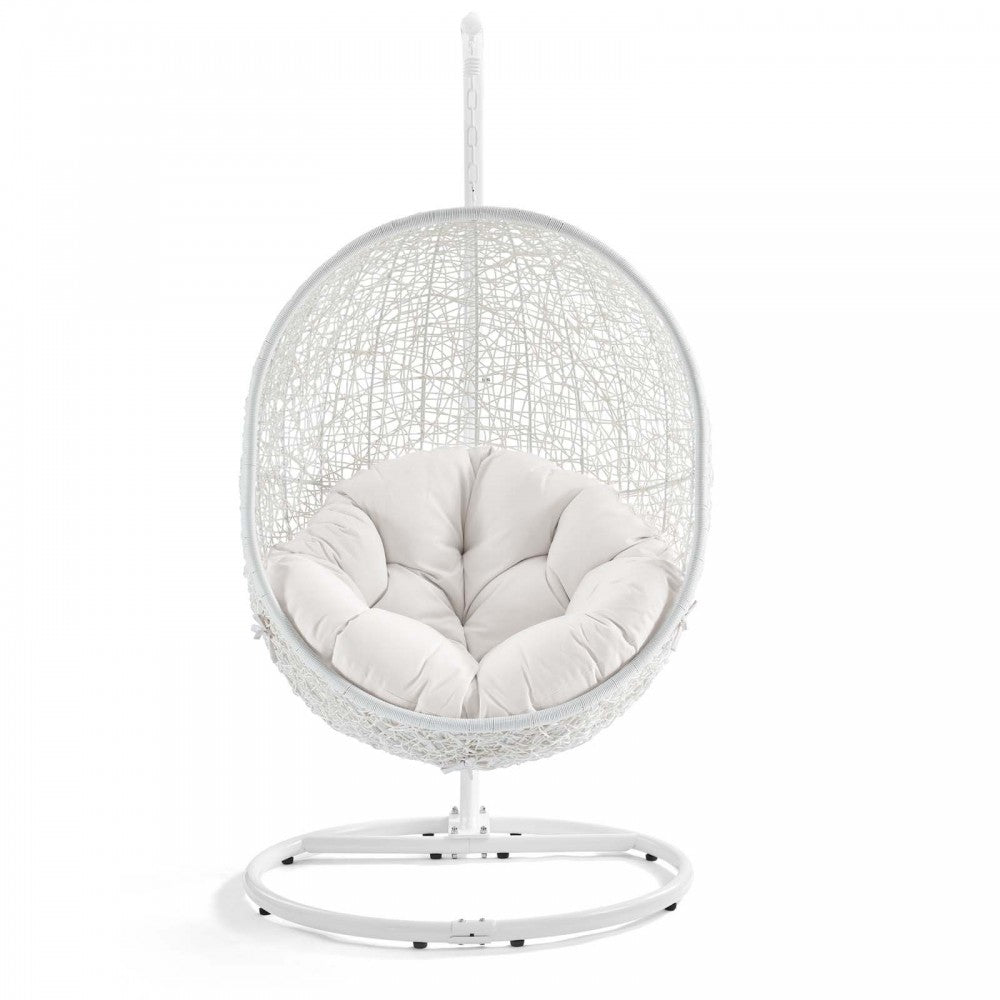 Hide Outdoor Patio Sunbrella Swing Chair With Stand, White White