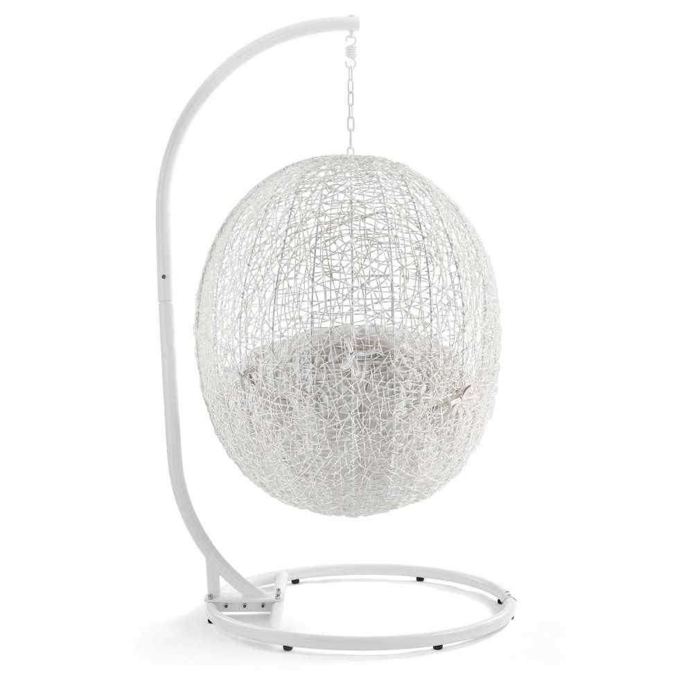 Hide Outdoor Patio Sunbrella Swing Chair With Stand, White White