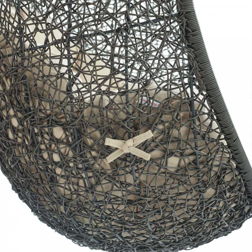 Hide Outdoor Patio Sunbrella Swing Chair With Stand, Gray Beige