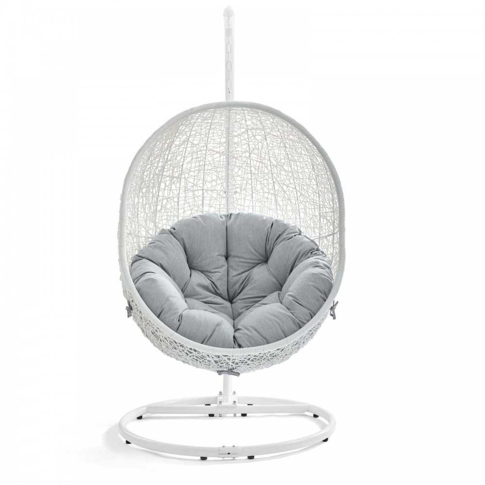 Hide Outdoor Patio Swing Chair With Stand, White Gray