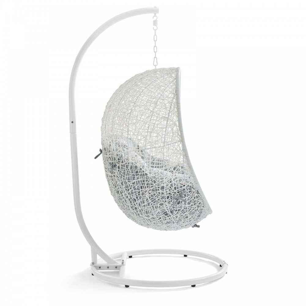 Hide Outdoor Patio Swing Chair With Stand, White Gray