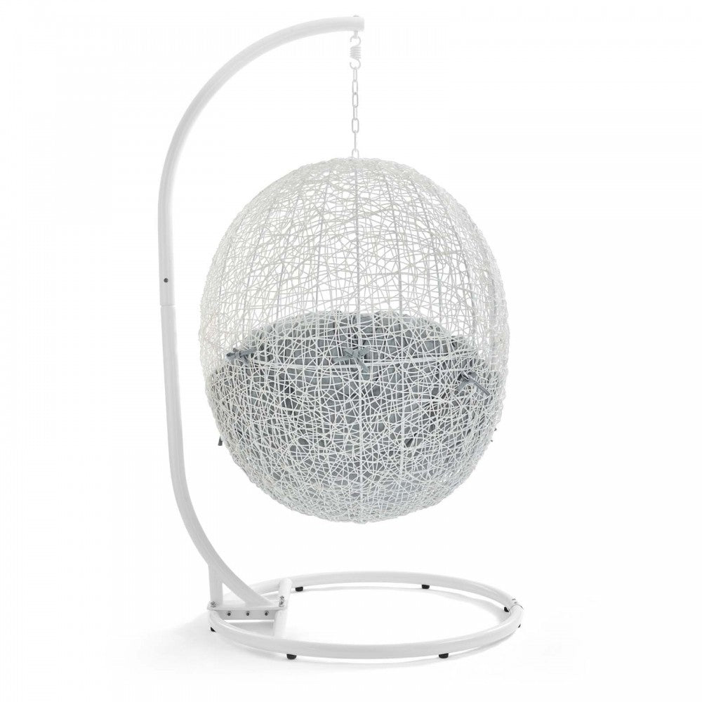 Hide Outdoor Patio Swing Chair With Stand, White Gray