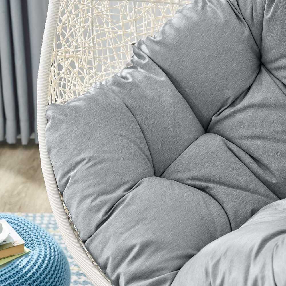 Hide Outdoor Patio Swing Chair With Stand, White Gray