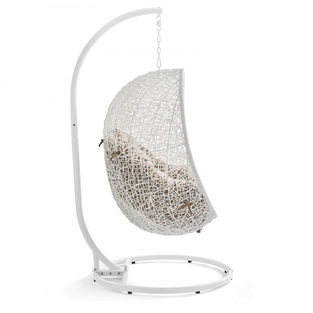 Hide Outdoor Patio Swing Chair With Stand, White Mocha