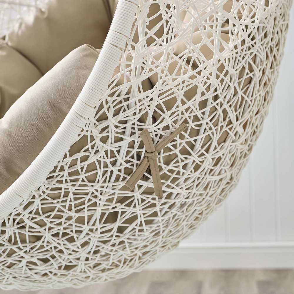 Hide Outdoor Patio Swing Chair With Stand, White Mocha
