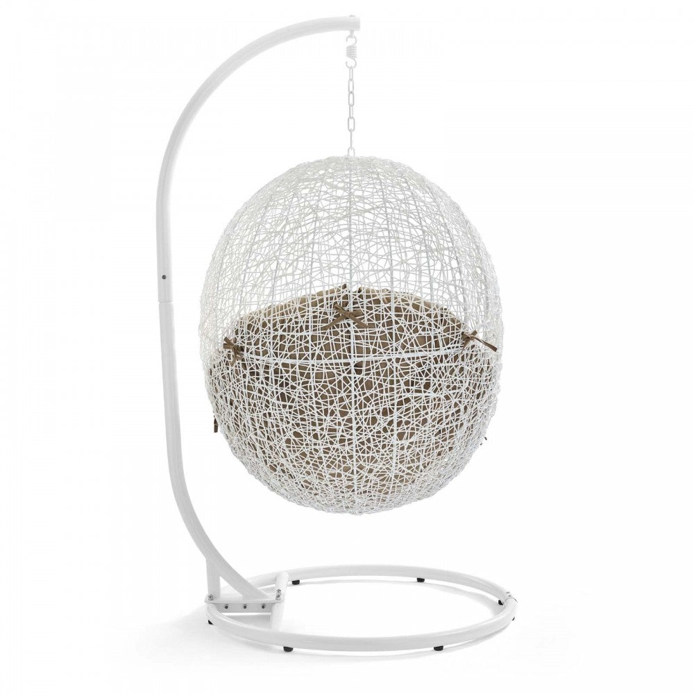 Hide Outdoor Patio Swing Chair With Stand, White Mocha
