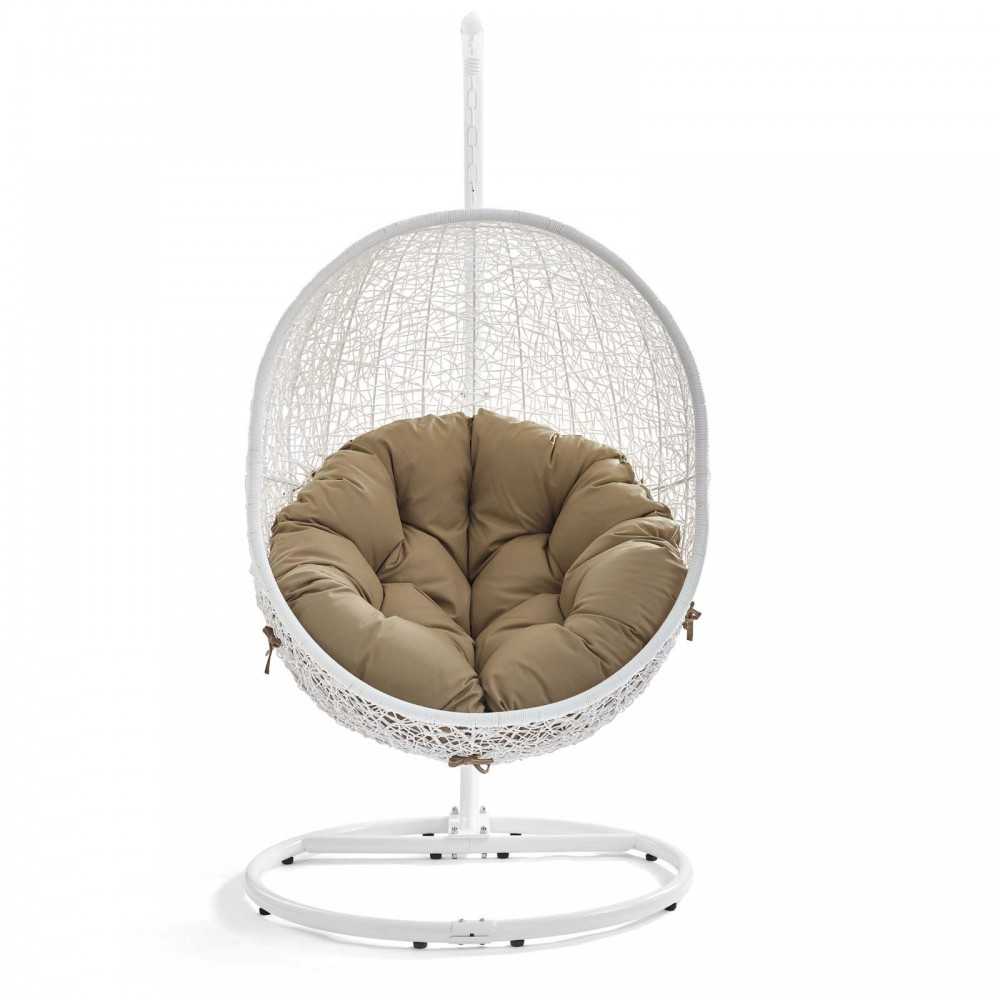 Hide Outdoor Patio Swing Chair With Stand, White Mocha