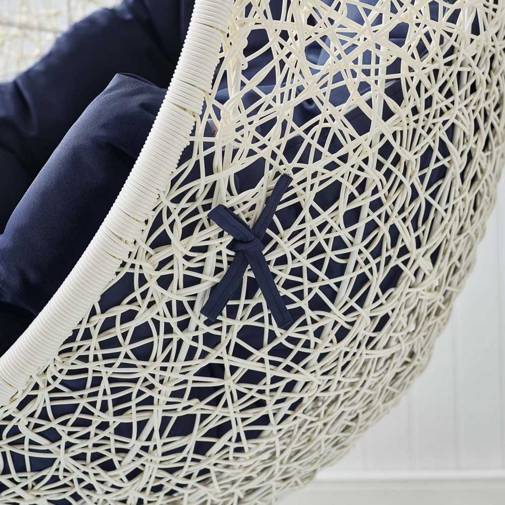 Hide Outdoor Patio Swing Chair With Stand, White Navy
