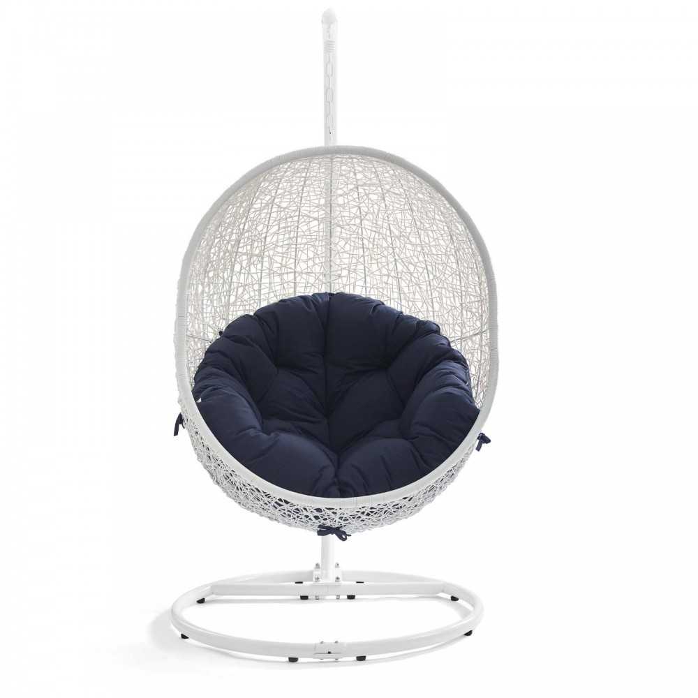 Hide Outdoor Patio Swing Chair With Stand, White Navy