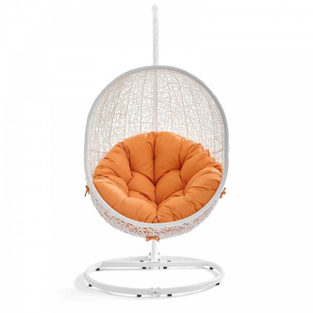 Hide Outdoor Patio Swing Chair With Stand, White Orange