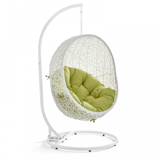 Hide Outdoor Patio Swing Chair With Stand, White Peridot