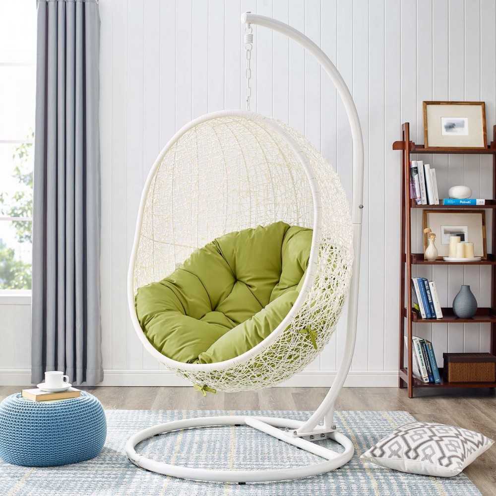 Hide Outdoor Patio Swing Chair With Stand, White Peridot
