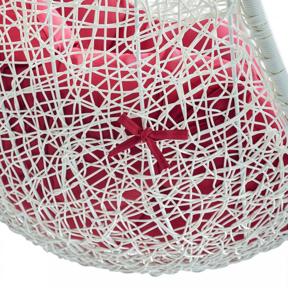 Hide Outdoor Patio Swing Chair With Stand, White Red
