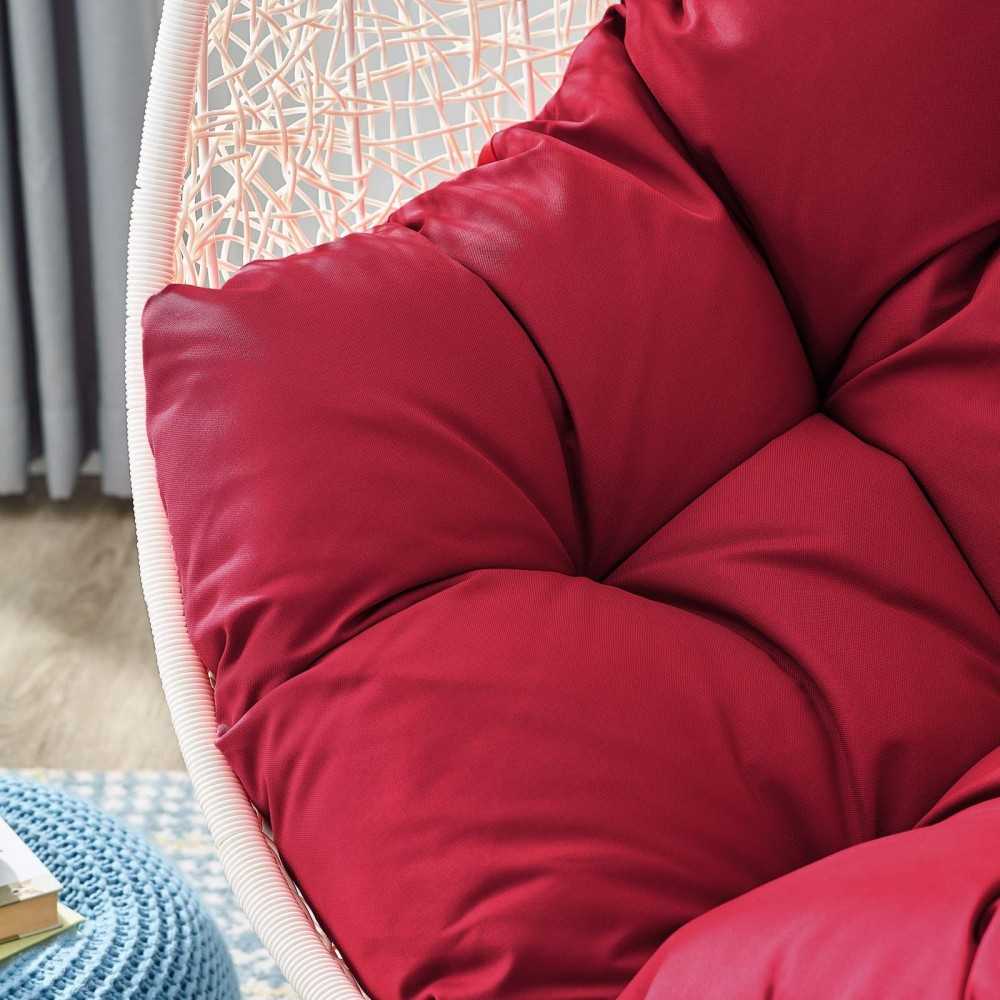 Hide Outdoor Patio Swing Chair With Stand, White Red
