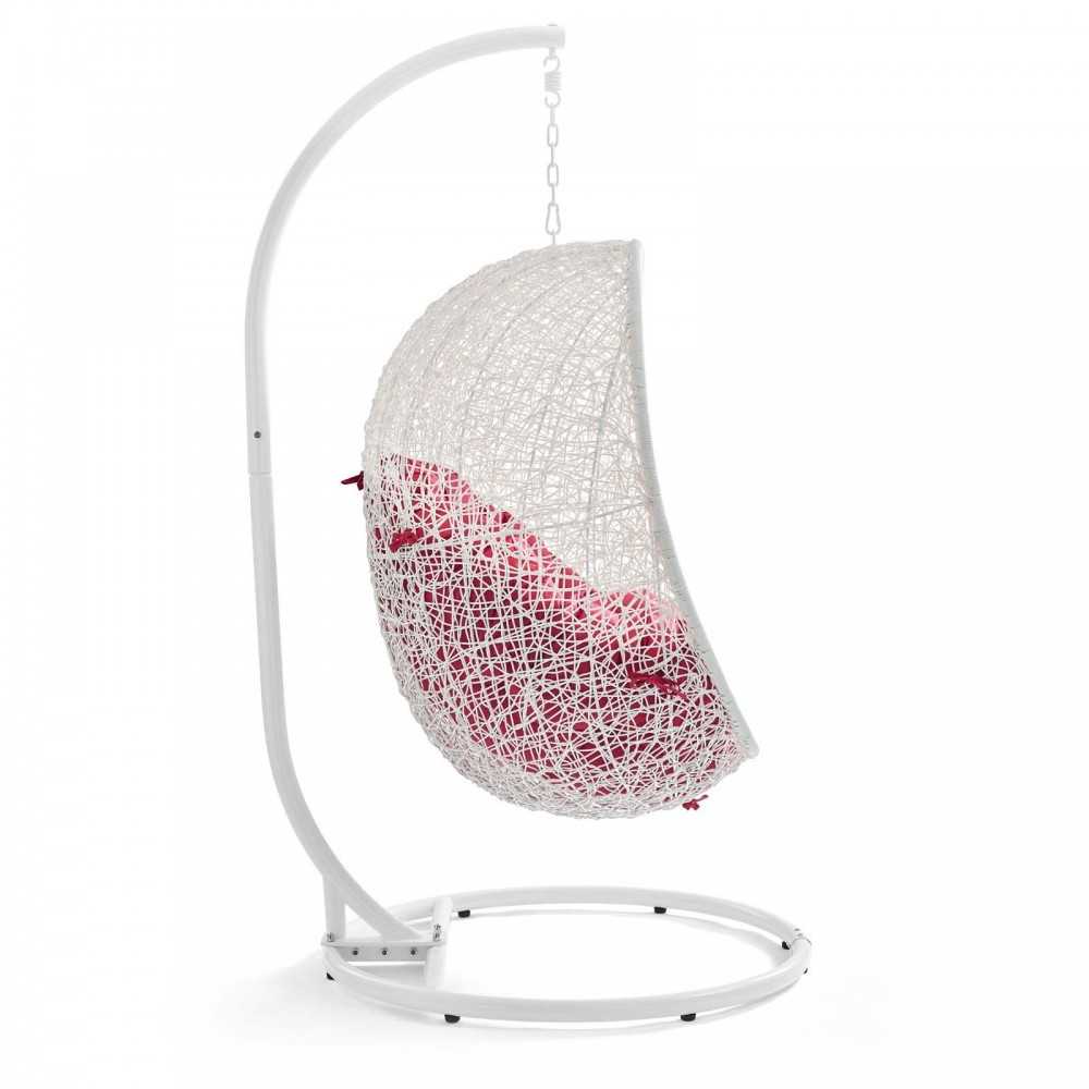 Hide Outdoor Patio Swing Chair With Stand, White Red
