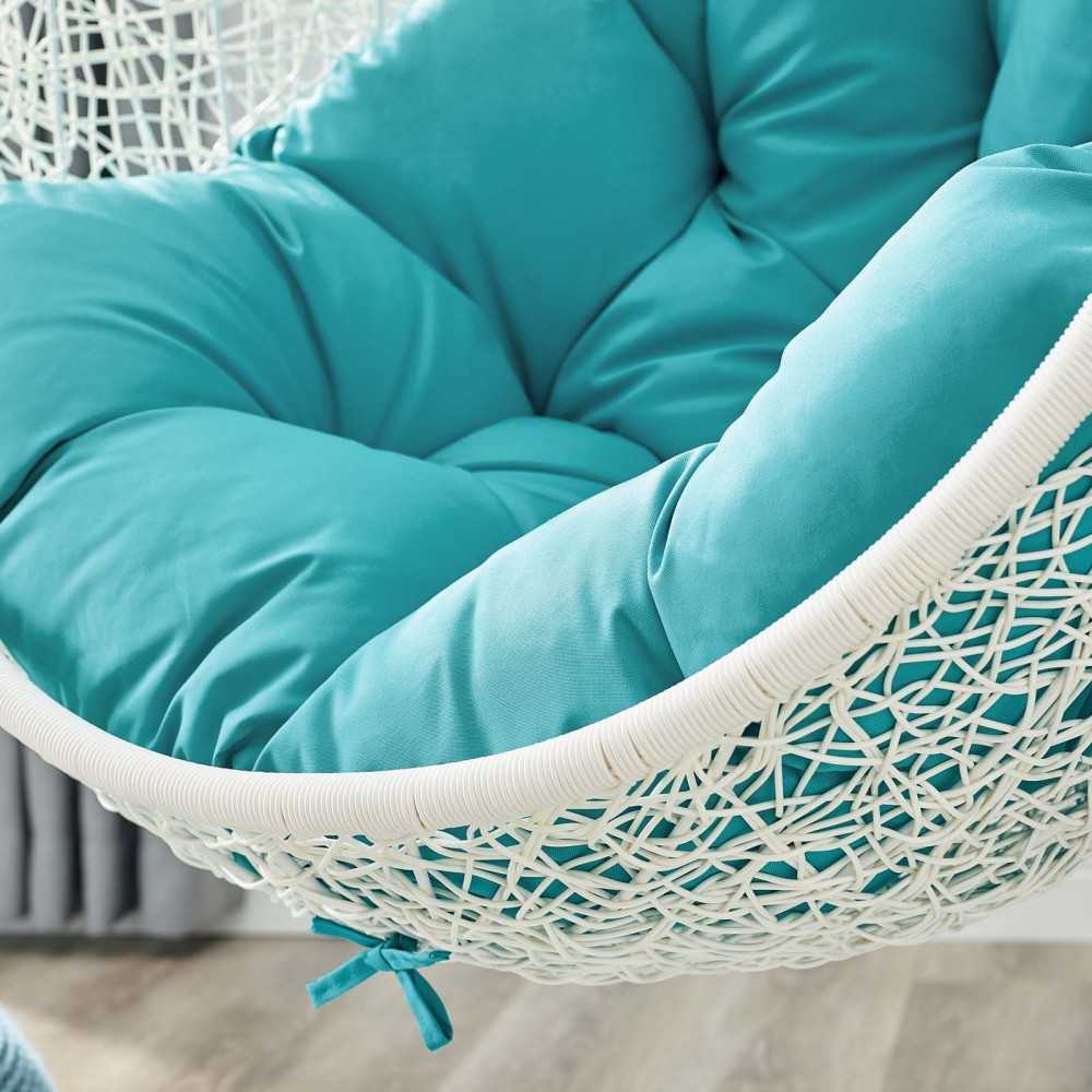 Hide Outdoor Patio Swing Chair With Stand, White Turquoise
