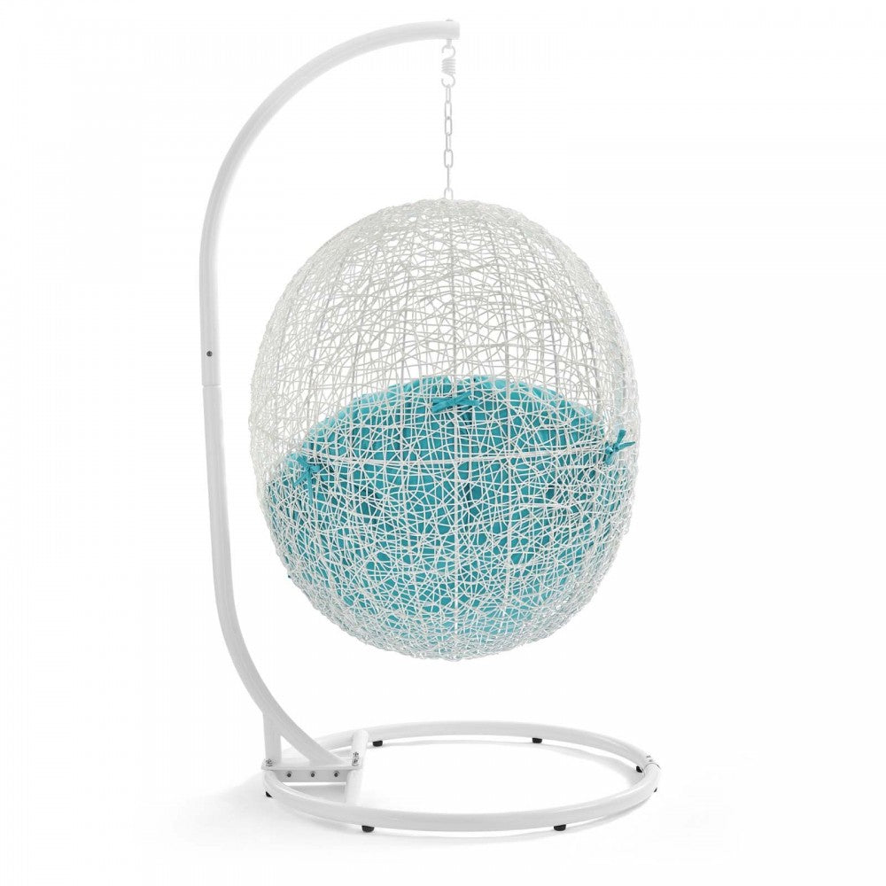 Hide Outdoor Patio Swing Chair With Stand, White Turquoise