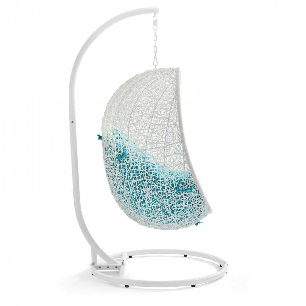 Hide Outdoor Patio Swing Chair With Stand, White Turquoise