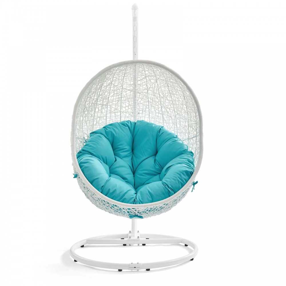 Hide Outdoor Patio Swing Chair With Stand, White Turquoise