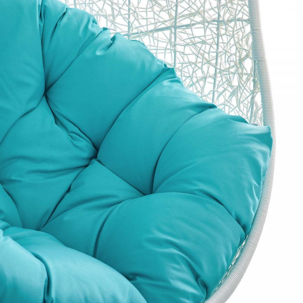Hide Outdoor Patio Swing Chair With Stand, White Turquoise