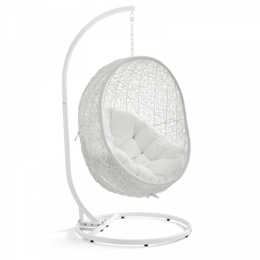 Hide Outdoor Patio Swing Chair With Stand, White