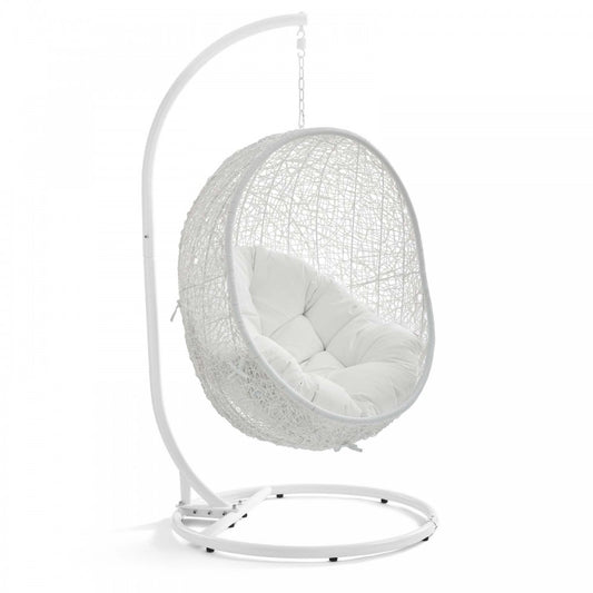Hide Outdoor Patio Swing Chair With Stand, White