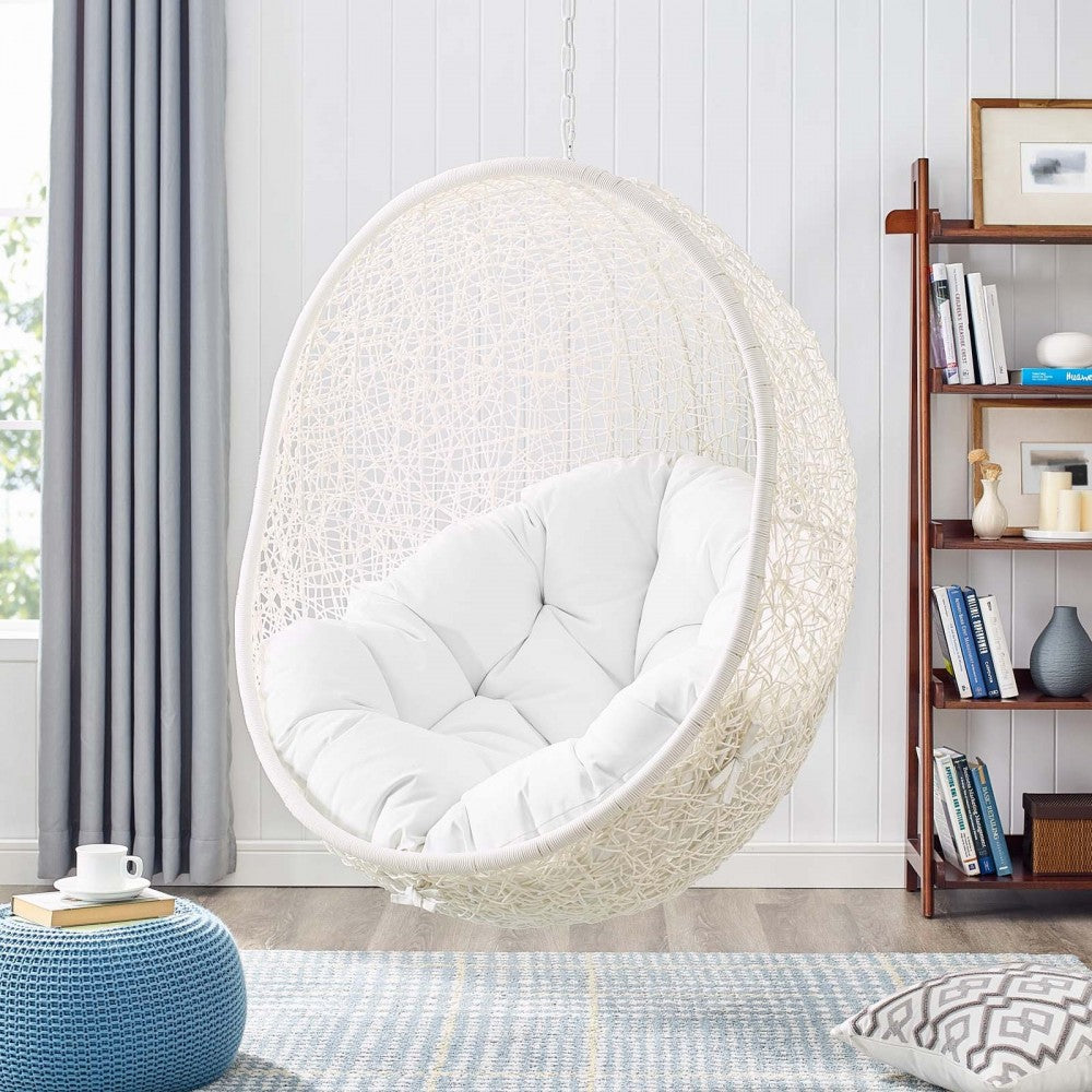 Hide Outdoor Patio Swing Chair With Stand, White
