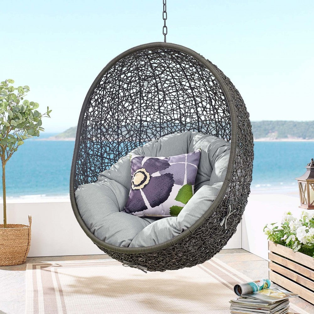 Hide Outdoor Patio Swing Chair With Stand, Gray