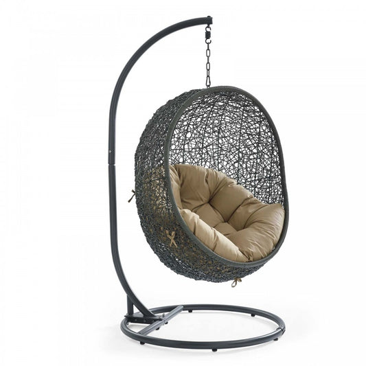 Hide Outdoor Patio Swing Chair With Stand, Gray Mocha