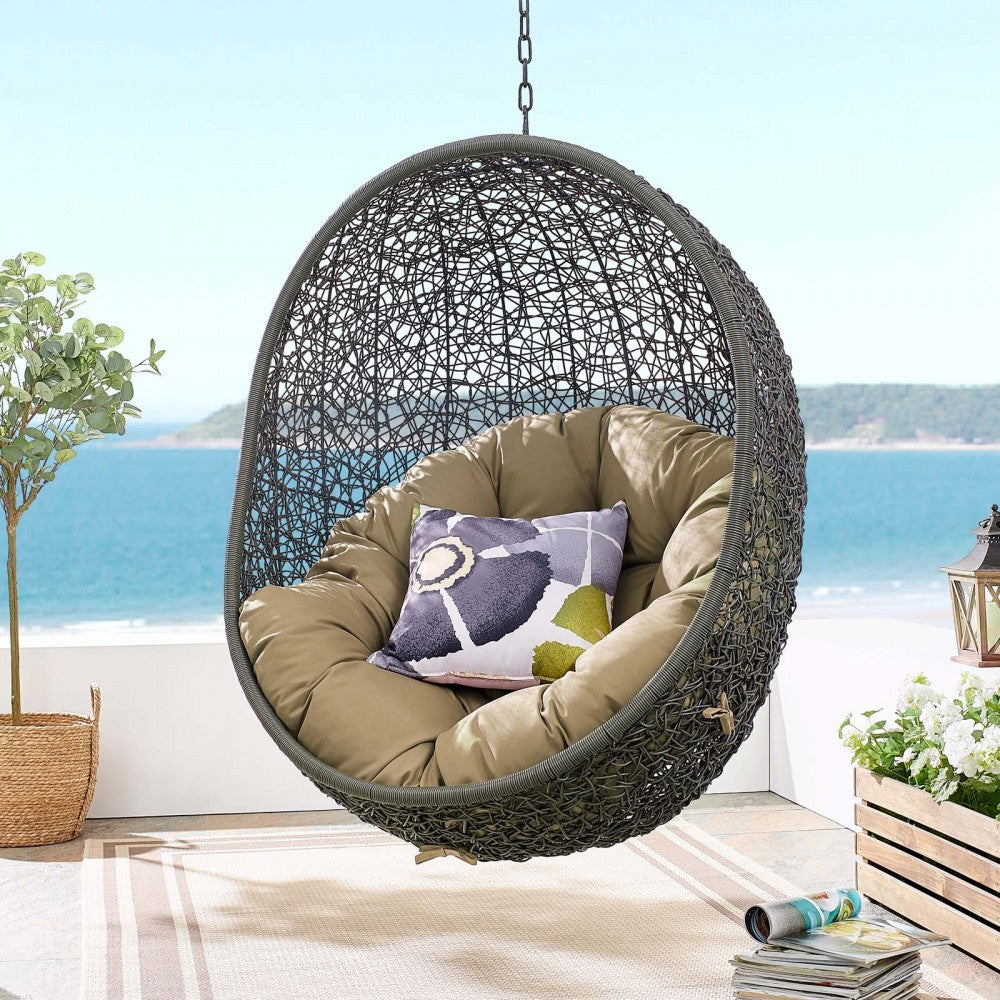 Hide Outdoor Patio Swing Chair With Stand, Gray Mocha