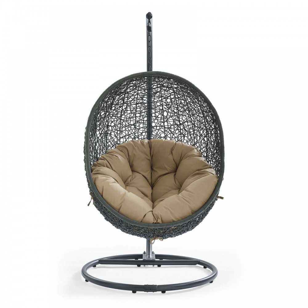 Hide Outdoor Patio Swing Chair With Stand, Gray Mocha