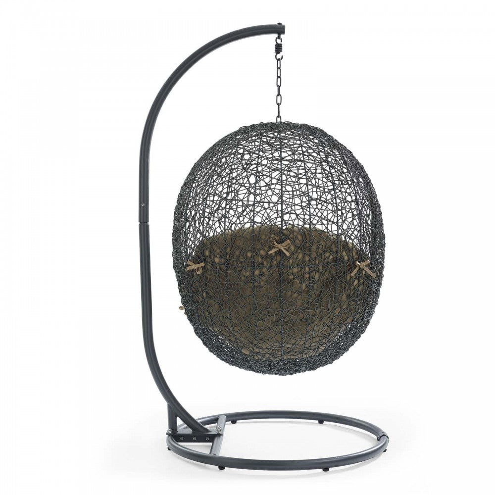 Hide Outdoor Patio Swing Chair With Stand, Gray Mocha